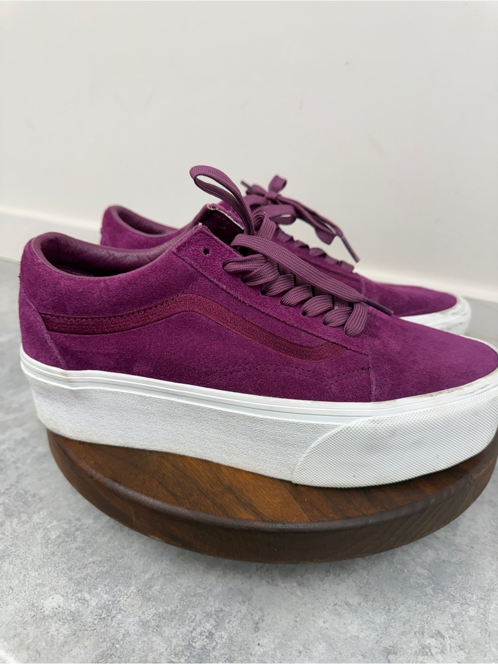 Vans Plum Suede Platform Lace-Up Sneakers - Picture 3 of 9